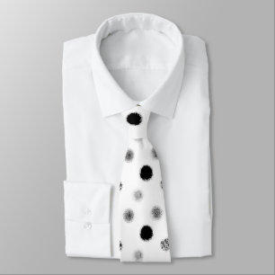 Cravate de Motif Cercle Abstrait noir et blanc