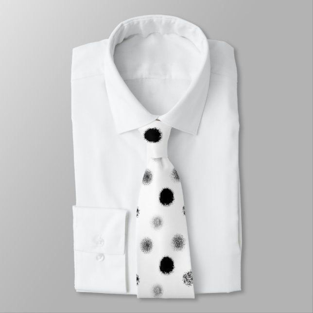 Cravate de Motif Cercle Abstrait noir et blanc (Attaché)