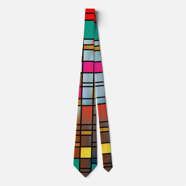 Cravate de Motif de grille d'art moderne Abstrait (Devant)
