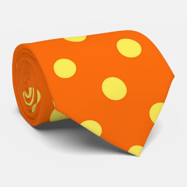 Cravate de motif de point de polka de jaune orange (Roulé)