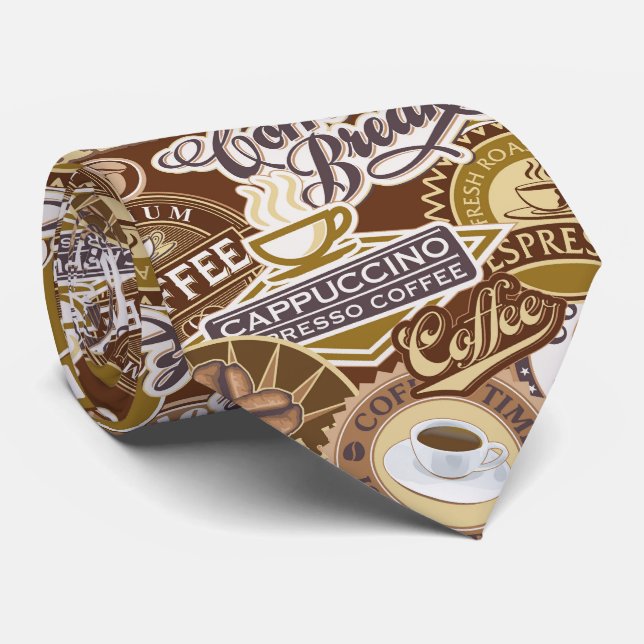 Cravate de motif de tasse d'art de mot de café (Roulé)