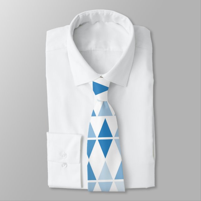 Cravate de Motif moderne Triangle bleu - Abstrait (Attaché)