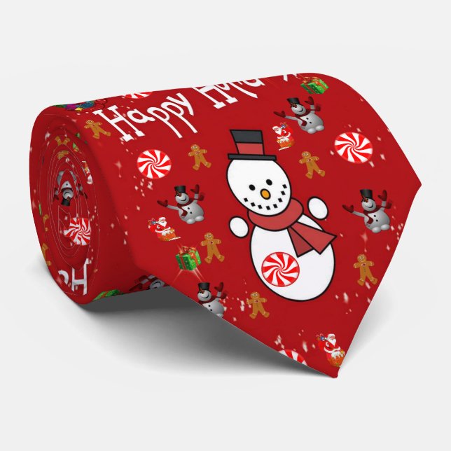 Cravate de Noël, Joyeuses fêtes (Roulé)