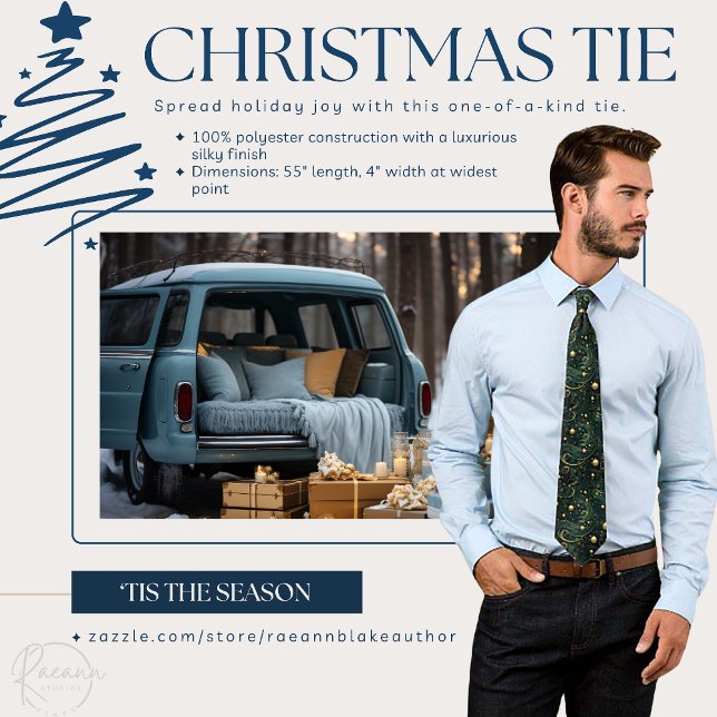 Cravate de Noël Vert et Or personnalisé (Créateur téléchargé)