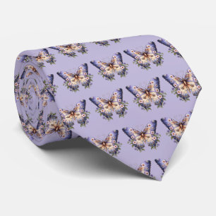 Cravate de papillons pourpre bleu