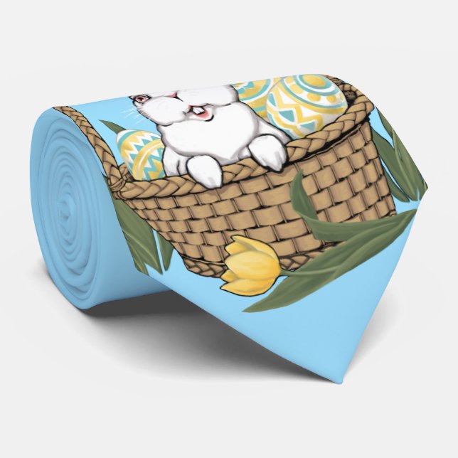 Cravate de Pâques Bunny Art Necktie Cadeaux de Pâq (Roulé)