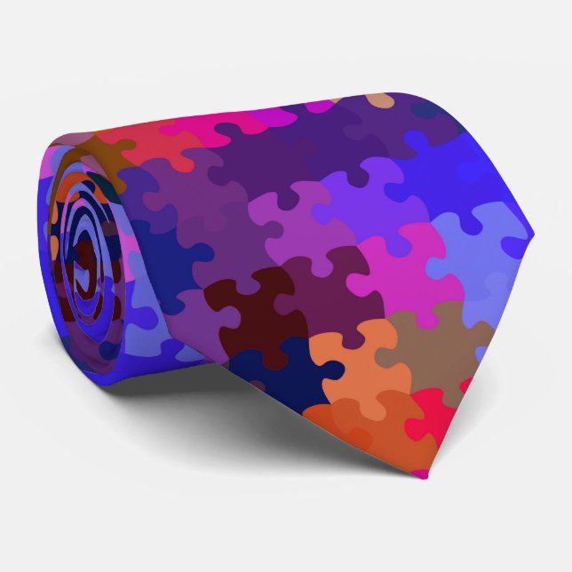 Cravate de puzzle de sensibilisation sur l'autisme (Roulé)