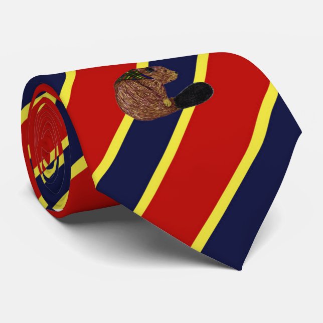 Cravate de robe rayée de castor en bois d'insigne (Roulé)