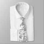 Cravate de Toile de France gris et blanc<br><div class="desc">Cravate élégante dans un motif vintage en toile de France gris et blanc. Customisez d'ajouter un gros monogramme ou tout texte que vous voulez.</div>