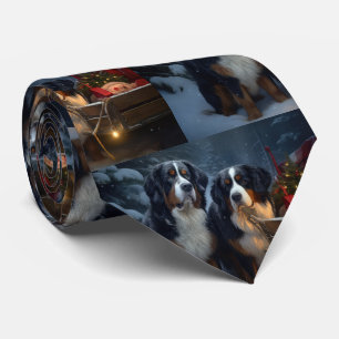 Cravate Décor de Noël Bernese Mountain Snowy