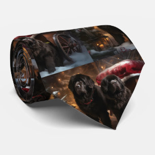 Cravate Décor de Noël de Terre-Neuve Snowy Sleigh