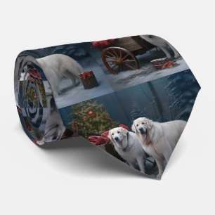 Cravate Décor de Noël des Grands Pyrénées neige neige neig