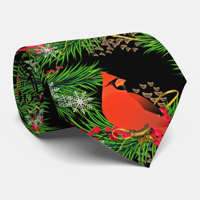 Cravate Décoration de Noël avec Cardinal Fête de Noël (Roulé)