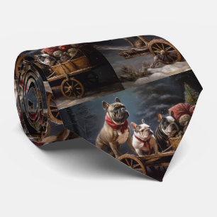 Cravate Décoration de Noël French Bulldog Snowy Sleigh