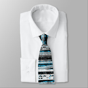 Cravate Découpe technique - noir, blanc et bleu ciel