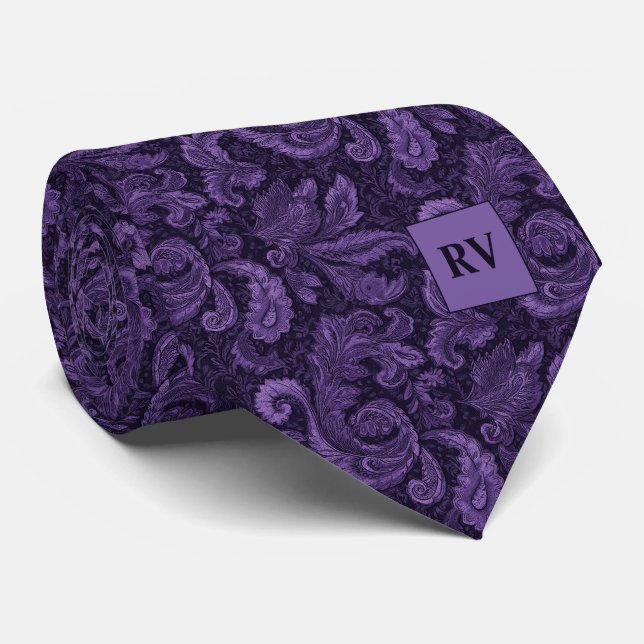 Cravate Deep Purple Plum Orné de Rouleaux (Roulé)