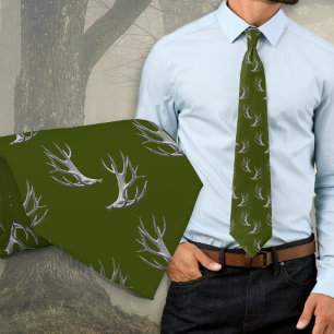 Cravate Deer Hunter Antlers Motif Forest Green