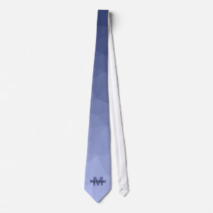 Cravate Dégradé bleu gris géométrie motif de maille Monogr