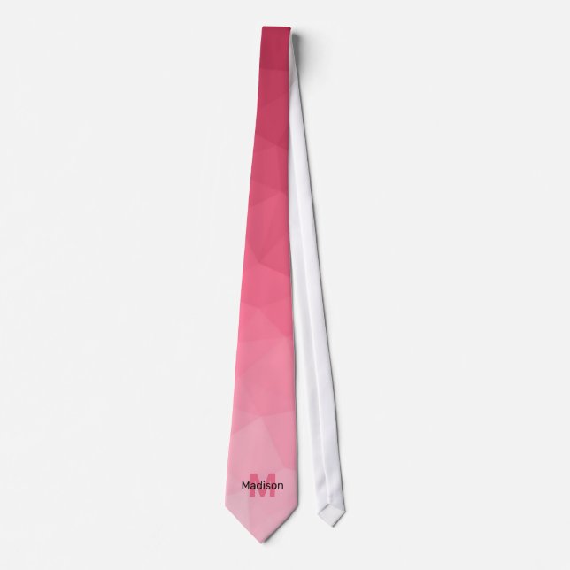 Cravate Dégradé rose géométrie motif de maille monogramme (Devant)