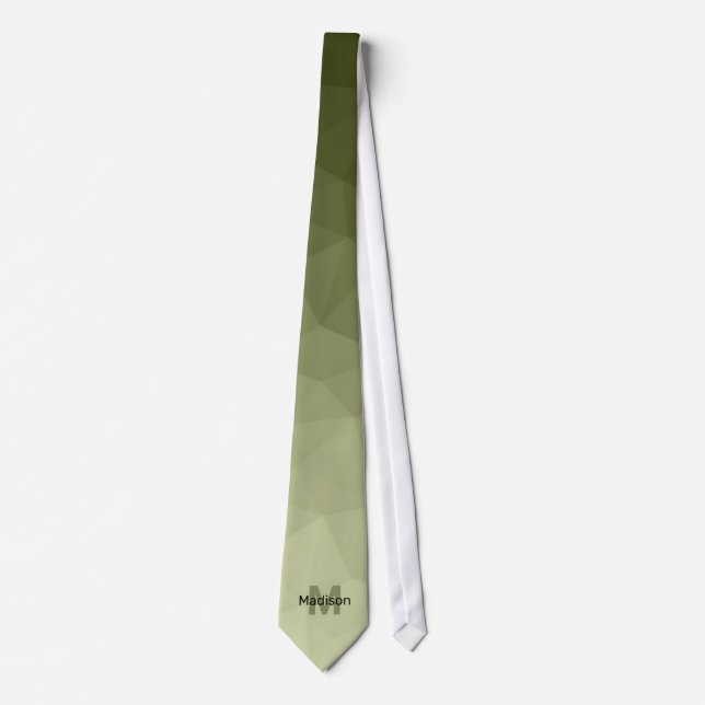 Cravate Dégradé vert armée géométrie motif maille Monogram (Devant)