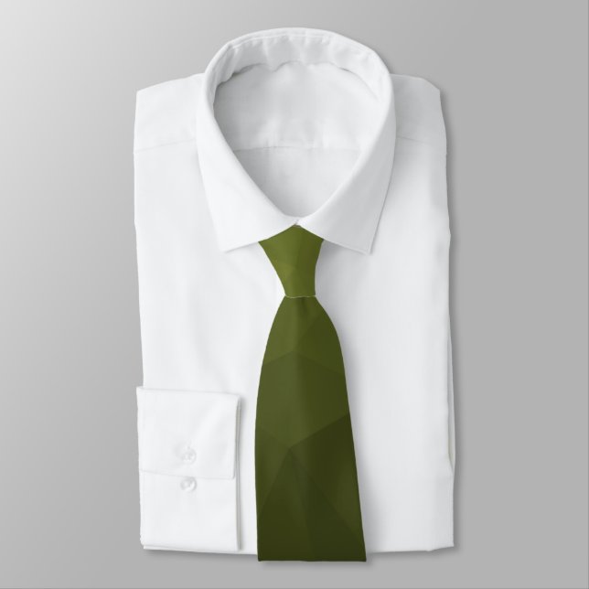 Cravate Dégradé vert foncé de l'armée Motif de maille géom (Attaché)