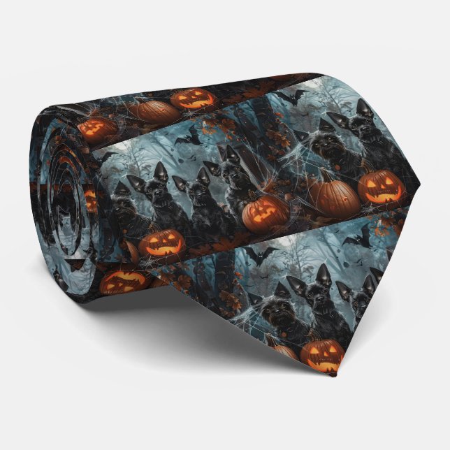 Cravate Délice de nuit d'Halloween pour Affenpinscher (Roulé)
