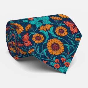 Cravate Délires Art Nouveau en bleu et jaune