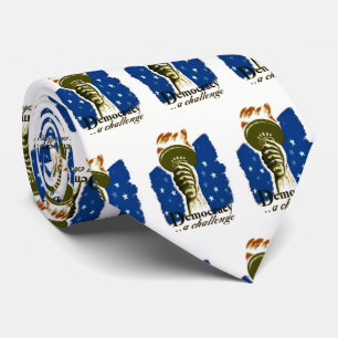 Cravate Démocratie : un défi, affiche avec le flambeau de