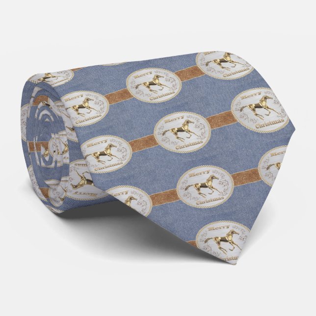 Cravate Dénim Occidental Imprimez Avec La Ceinture Et Le S (Roulé)