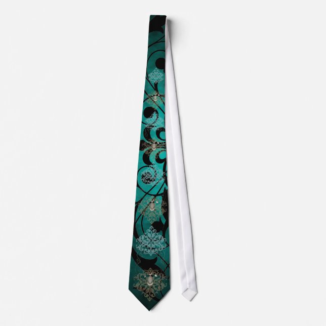 Cravate d'escrime Turquoise Fleur De Lis (Devant)