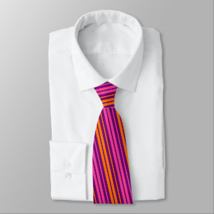 Cravate Design à rayures verticales rose orange violet  