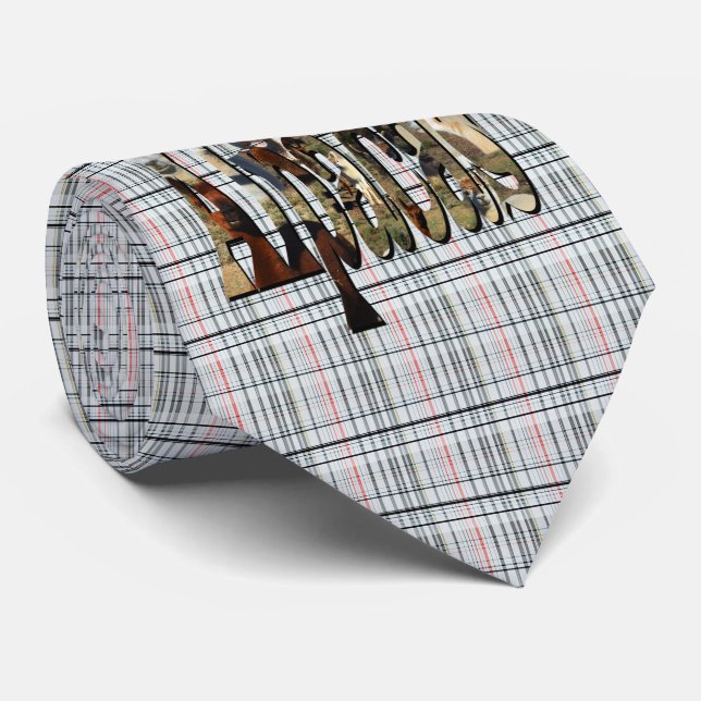 Cravate Design Alpacas Tartan Blanc Vérifié, (Roulé)