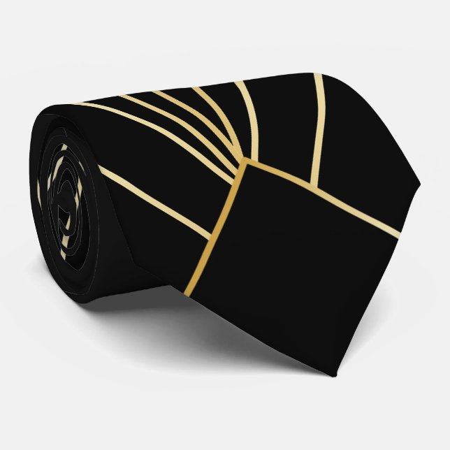 Cravate Design Art Déco noir (Roulé)
