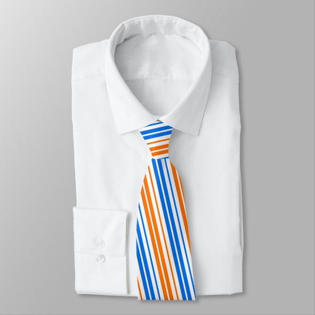 Cravate Design bandes verticales orange bleu blanc   (Attaché)