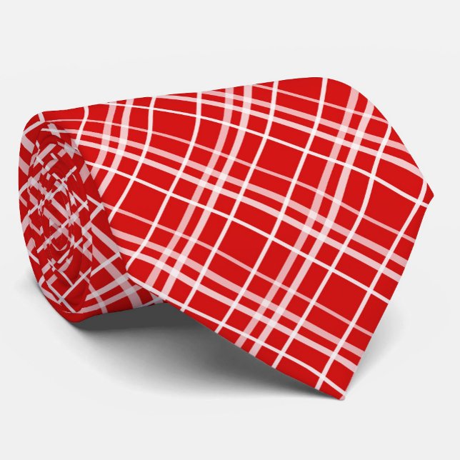 Cravate Design de Motif en Tartan blanc rouge (Créateur téléchargé)