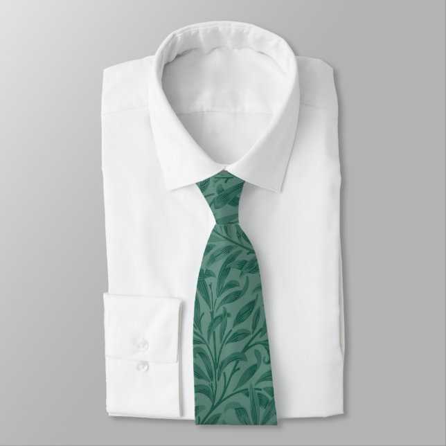 Cravate Design feuille vintage vert élégant (Attaché)
