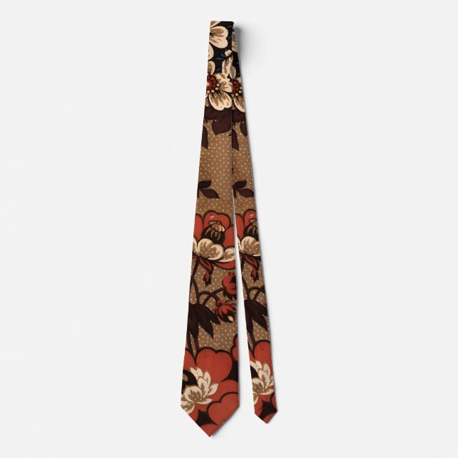 Cravate Design floral Brown et rouge rétro (Devant)