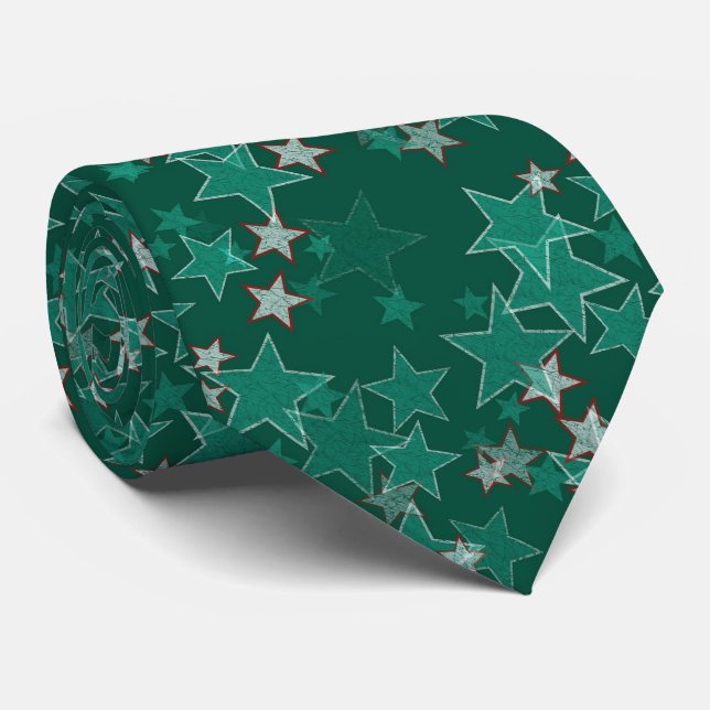 Cravate Design Green Stars (Roulé)