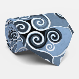 Cravate Design Motif Abstrait tourbillonnant Poudre Bleu A