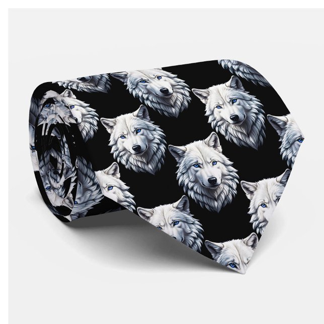 Cravate Design Motif de tête de loup blanc (Créateur téléchargé)
