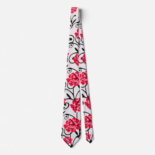 Cravate Design Motif d'illustrations de rose rouge (Devant)
