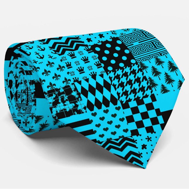 Cravate Design Motif mixte en noir bleu (Créateur téléchargé)