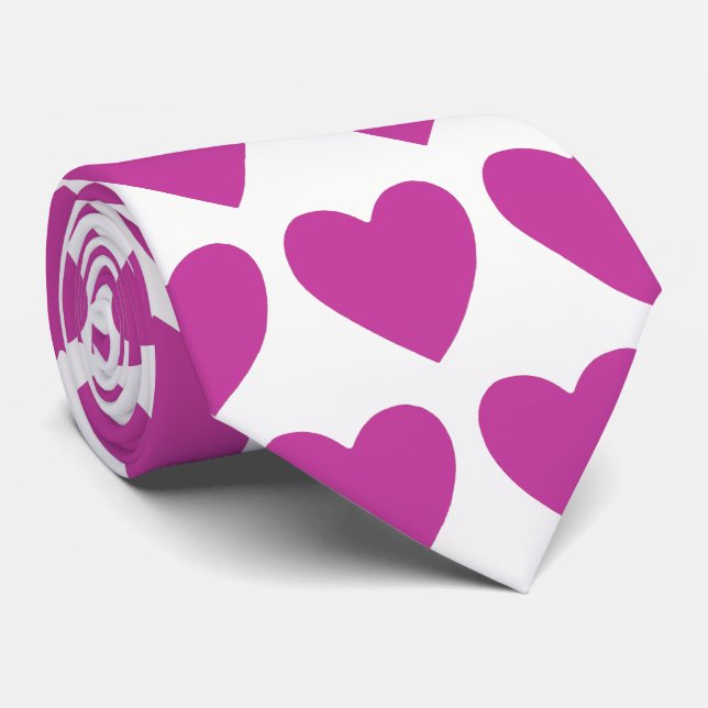 Cravate Design Motif profond rose coeur (Roulé)