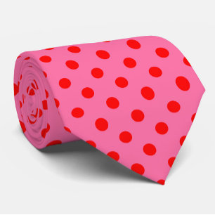 Cravate Design Pois rouge sur rose