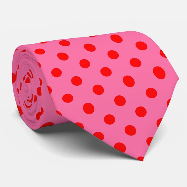Cravate Design Pois rouge sur rose (Créateur téléchargé)