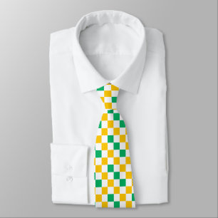 Cravate Dessin à carreaux jaune blanc vert
