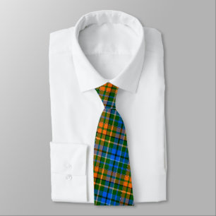 Cravate Dessin à carreaux tartan vert orange bleu 