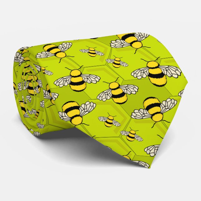 Cravate Dessin d'abeilles sur Honeypeb Cute (Roulé)