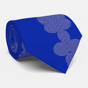 Cravate Dessin d'art asiatique vintage couleur unie bleu r