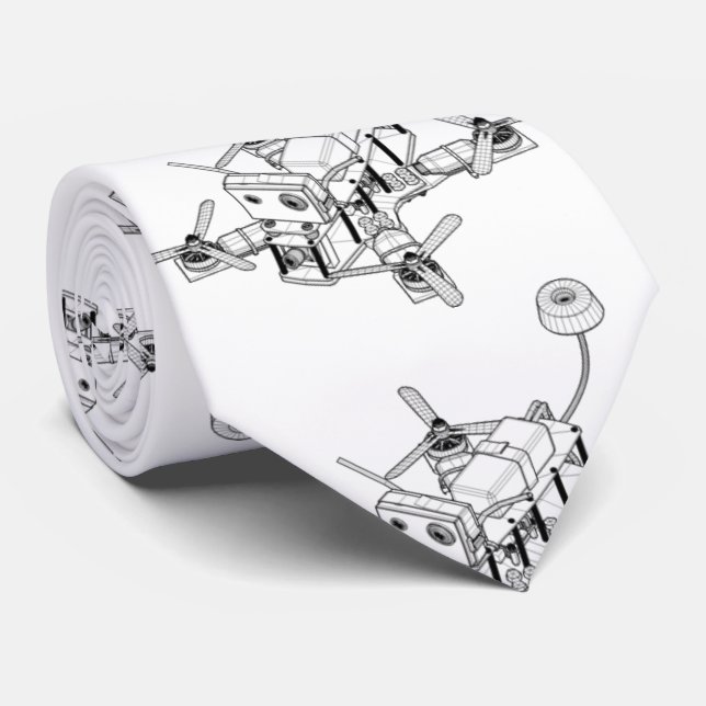 Cravate Dessin de Wireframe d'un bourdon de Quadcopter (Roulé)